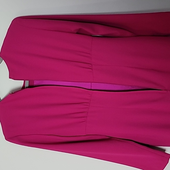 Theo Miles Midi Dress Sz 2 Retro Fushia Vintage 90s - Picture 8 of 11